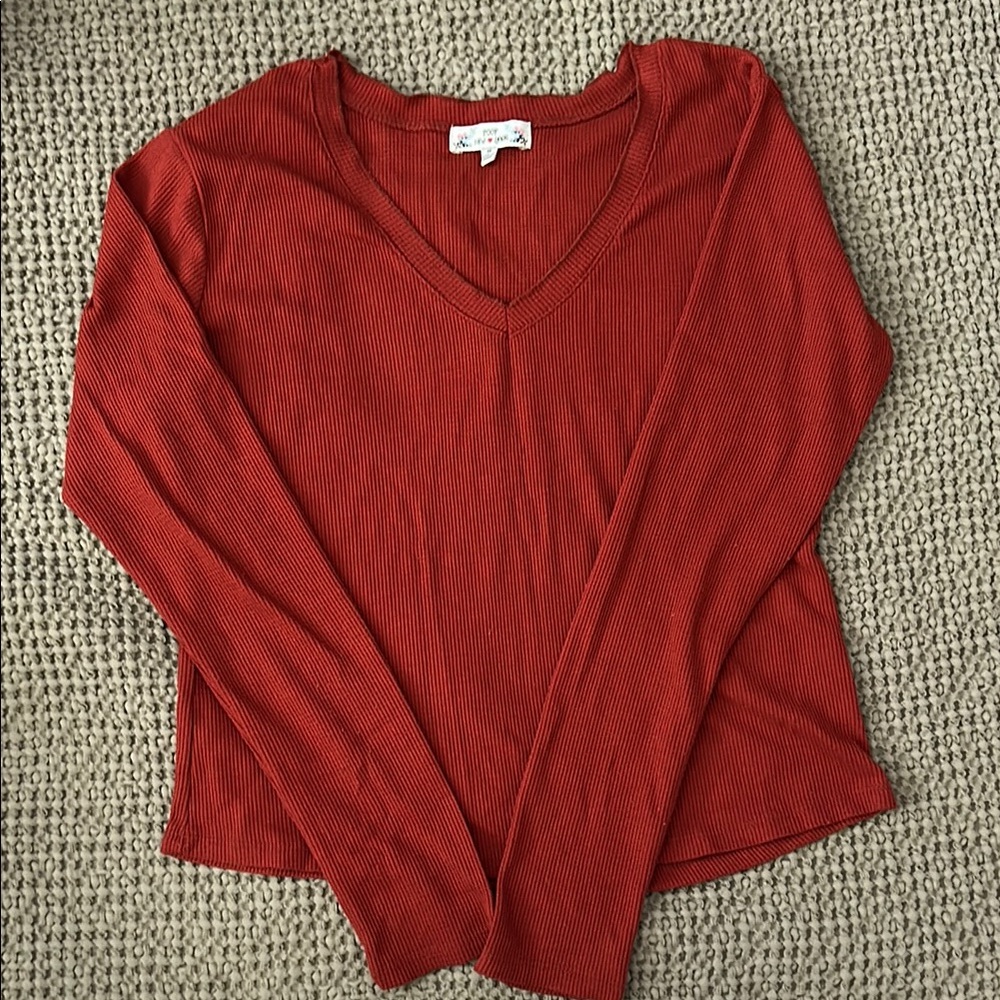Women's Red Long Sleeve Tee